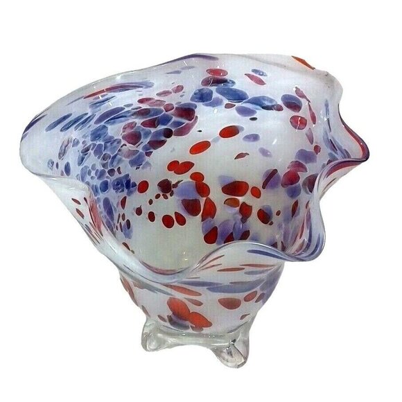 Mid Century Studio Art Glass Murano Purple Pink Confetti Flower Petal Vase - Picture 3 of 14